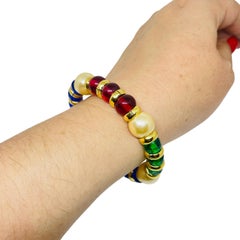 PARIS 1980s Collection - gold plated chain glass beads bracelet by DOROTA LASAK