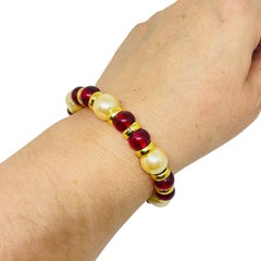 Colección PARÍS de los años 80: pulsera de cuentas de cristal con cadena chapada en oro, de DOROTA LASAK