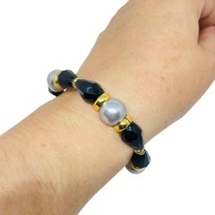 PARIS 1980s Collection - gold plated chain glass beads bracelet by DOROTA LASAK