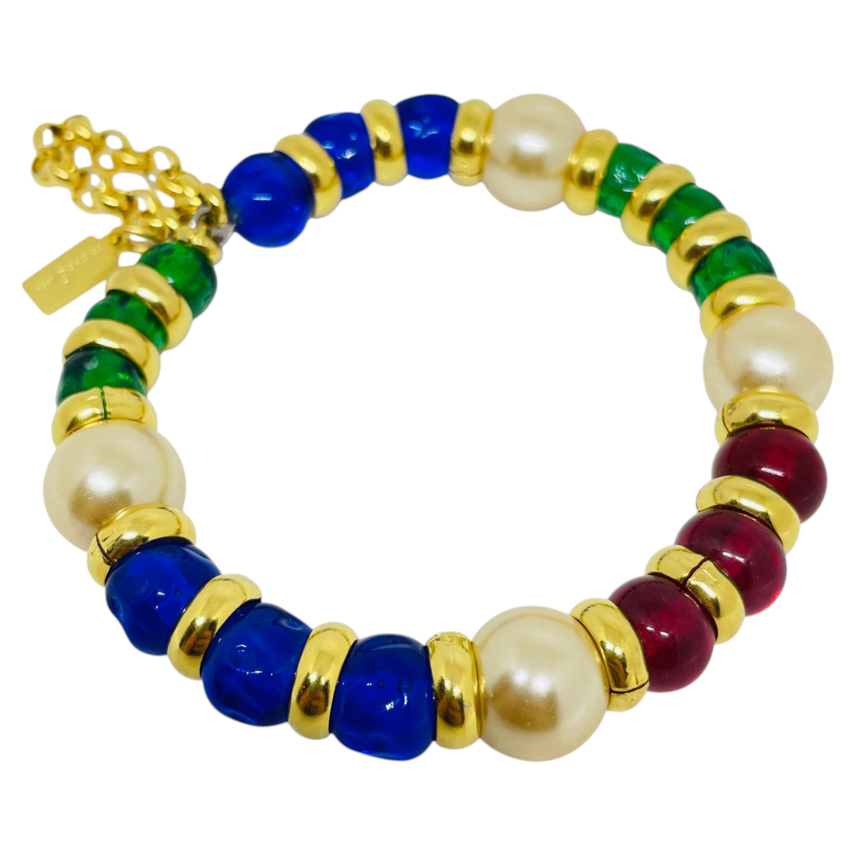 PARIS 1980s Collection - gold plated chain glass beads bracelet by DOROTA LASAK