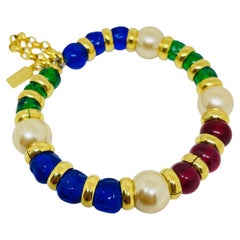 PARIS 1980s Collection - gold plated chain glass beads bracelet by DOROTA LASAK