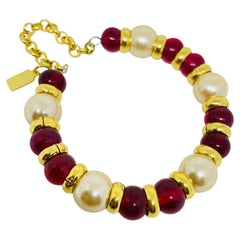 Colección PARÍS de los años 80: pulsera de cuentas de cristal con cadena chapada en oro, de DOROTA LASAK