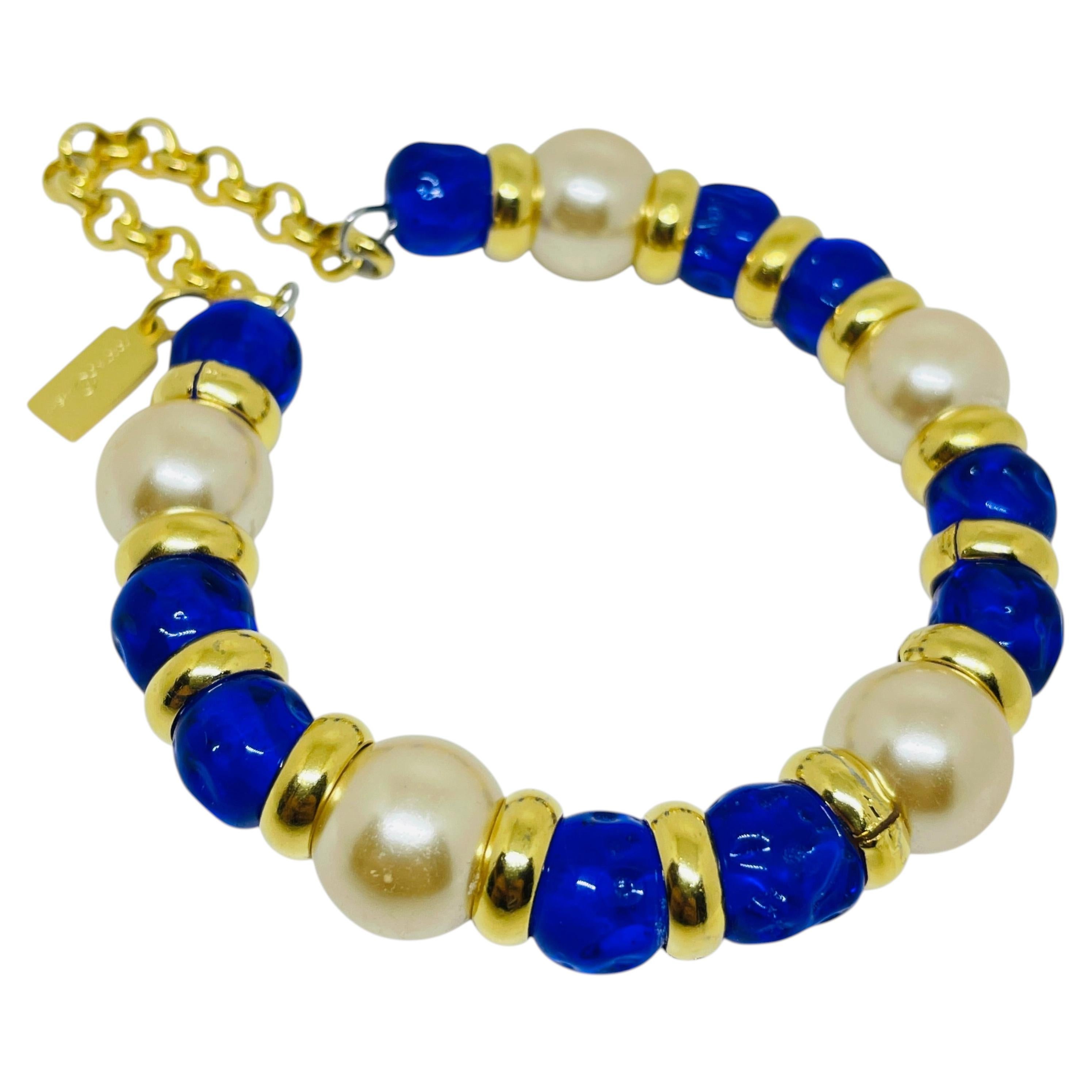 PARIS 1980s Collection - gold plated chain glass beads bracelet by DOROTA LASAK For Sale