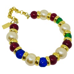 PARIS 1980s Collection - gold plated chain glass beads bracelet by DOROTA LASAK