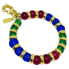 Kollektion „PARIS 1980er Jahre“ – vergoldetes Armband mit Glasperlen an einer Kette von DOROTA LASAK