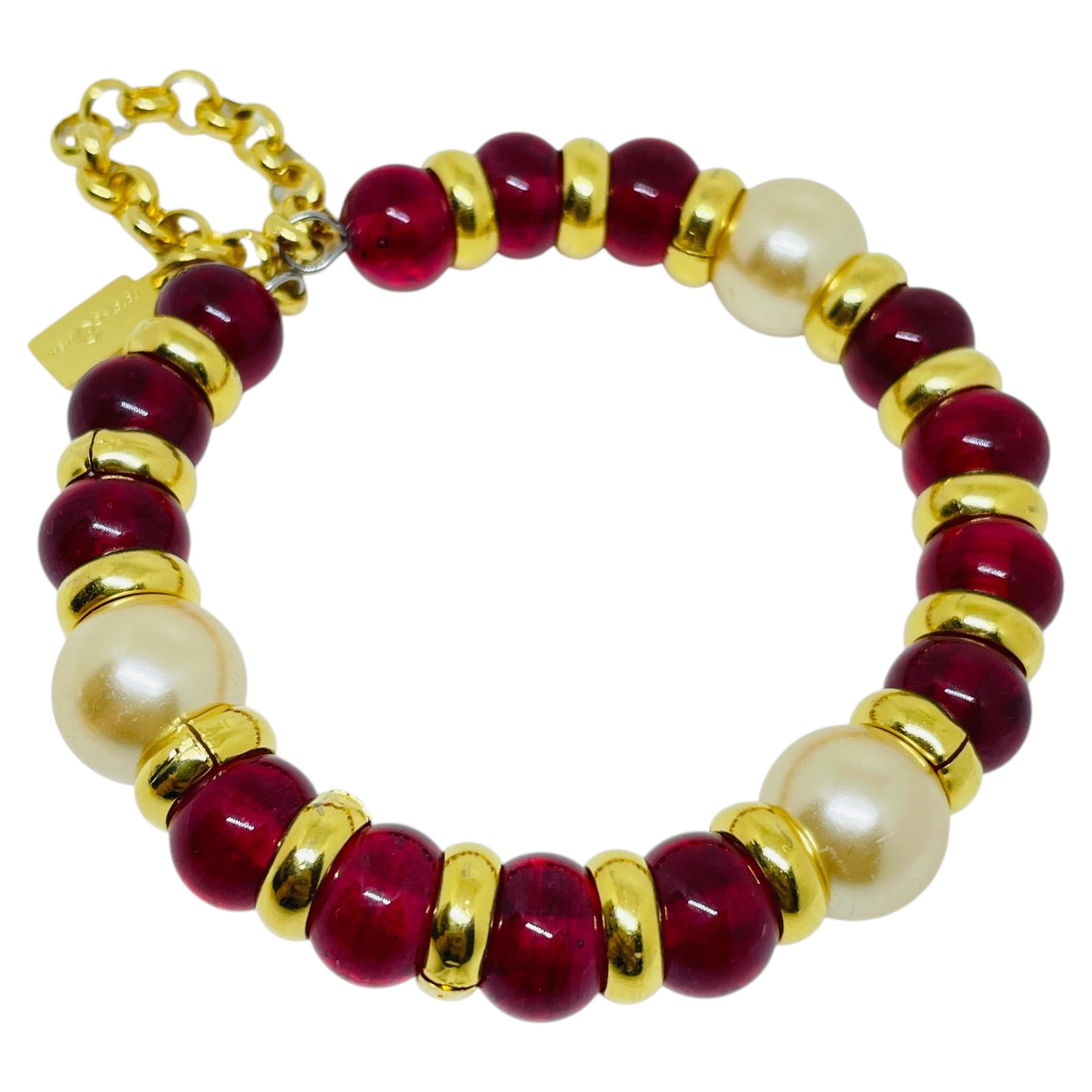 PARIS 1980s Collection - gold plated chain glass beads bracelet by DOROTA LASAK