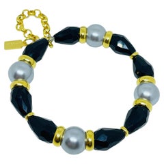 PARIS 1980s Collection - gold plated chain glass beads bracelet by DOROTA LASAK