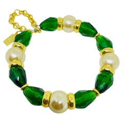 PARIS 1980s Collection - gold plated chain glass beads bracelet by DOROTA LASAK
