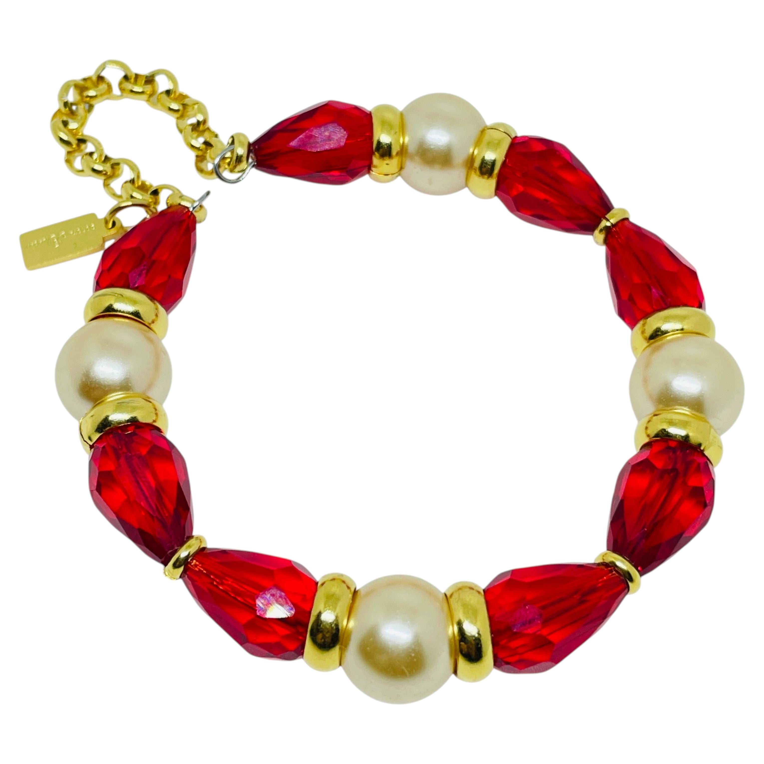 PARIS 1980s Collection - gold plated chain glass beads bracelet by DOROTA LASAK