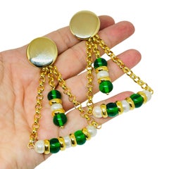 PARIS 1980s Collection - gold plated chain glass beads earrings by DOROTA LASAK