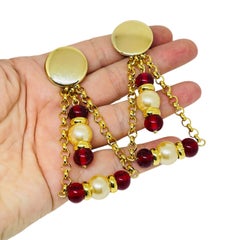 PARIS 1980s Collection - gold plated chain glass beads earrings by DOROTA LASAK