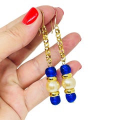 PARIS 1980s Collection - gold plated chain glass beads earrings by DOROTA LASAK