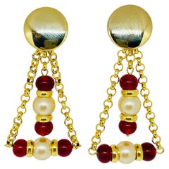 PARIS 1980s Collection - gold plated chain glass beads earrings by DOROTA LASAK