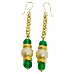 PARIS 1980s Collection - gold plated chain glass beads earrings by DOROTA LASAK