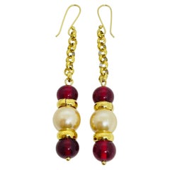 PARIS 1980s Collection - gold plated chain glass beads earrings by DOROTA LASAK