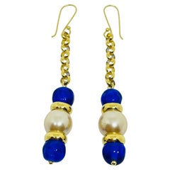 PARIS 1980s Collection - gold plated chain glass beads earrings by DOROTA LASAK