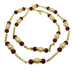 Collezione PARIS anni '80 - Collana con perline di vetro e catena placcata in oro di DOROTA LASAK