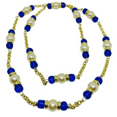 Collezione PARIS anni '80 - Collana con perline di vetro e catena placcata in oro di DOROTA LASAK