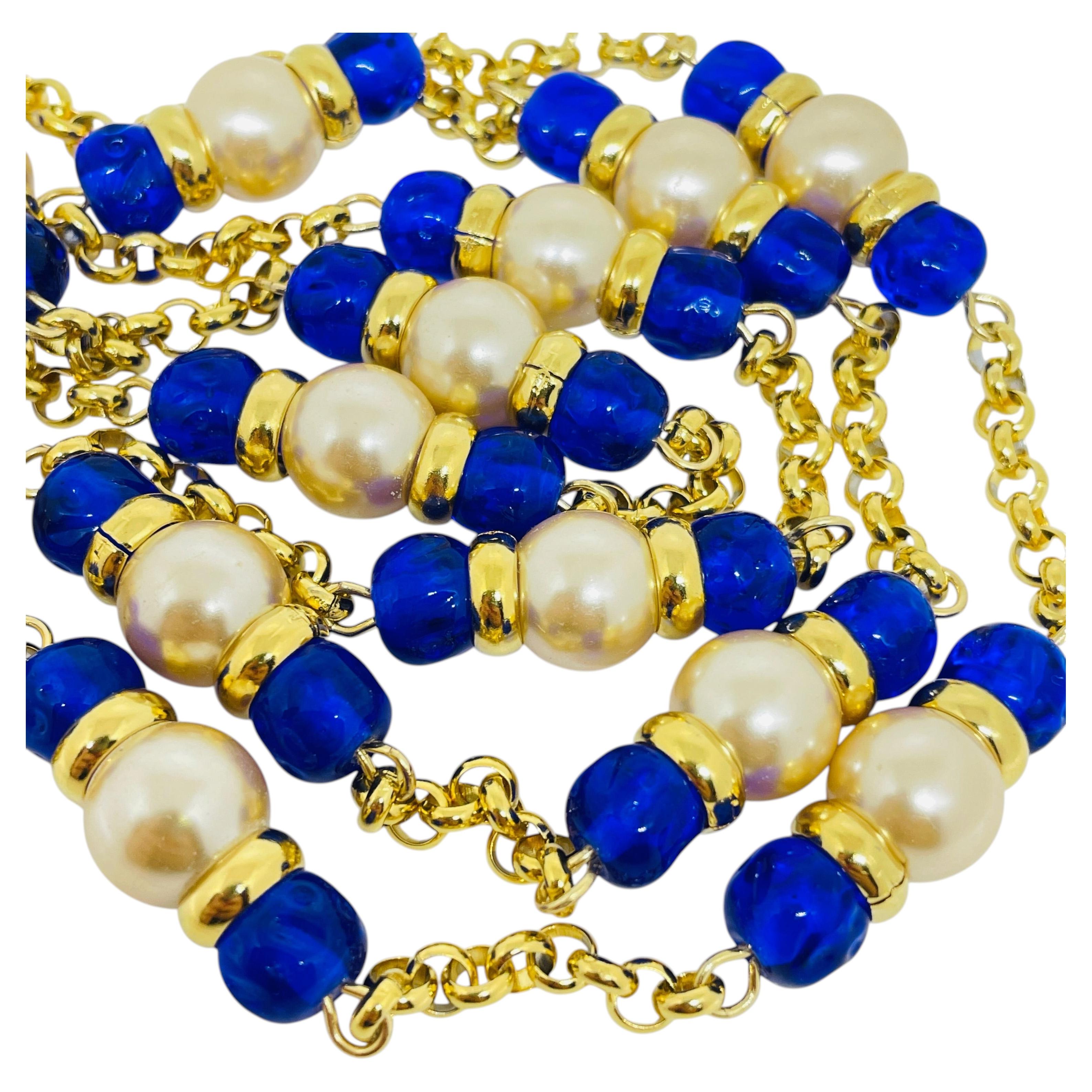 PARIS 1980s Collection - gold plated chain glass beads necklace by DOROTA LASAK