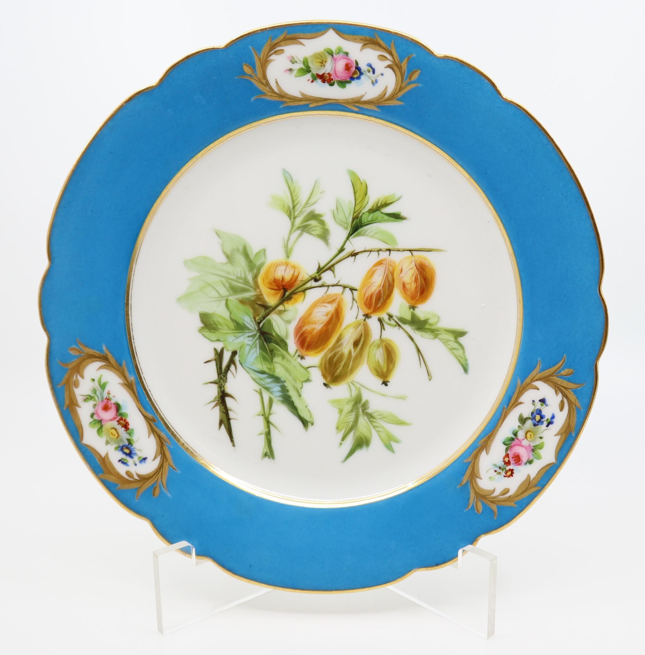 Paris 19th Century, Set of 12 Sèvres Style Dessert Plates, porcelain 5
