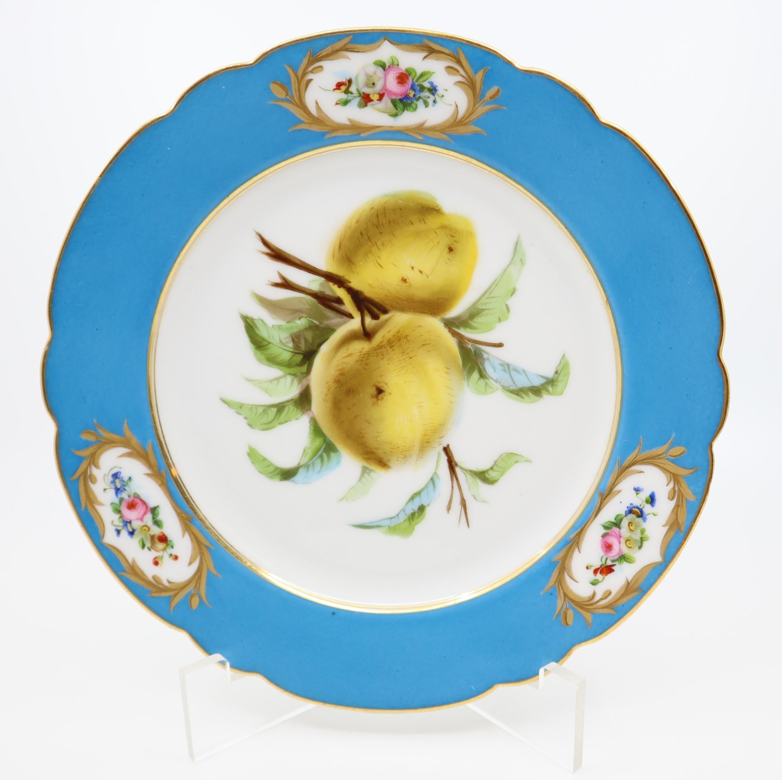 Paris 19th Century, Set of 12 Sèvres Style Dessert Plates, porcelain 7