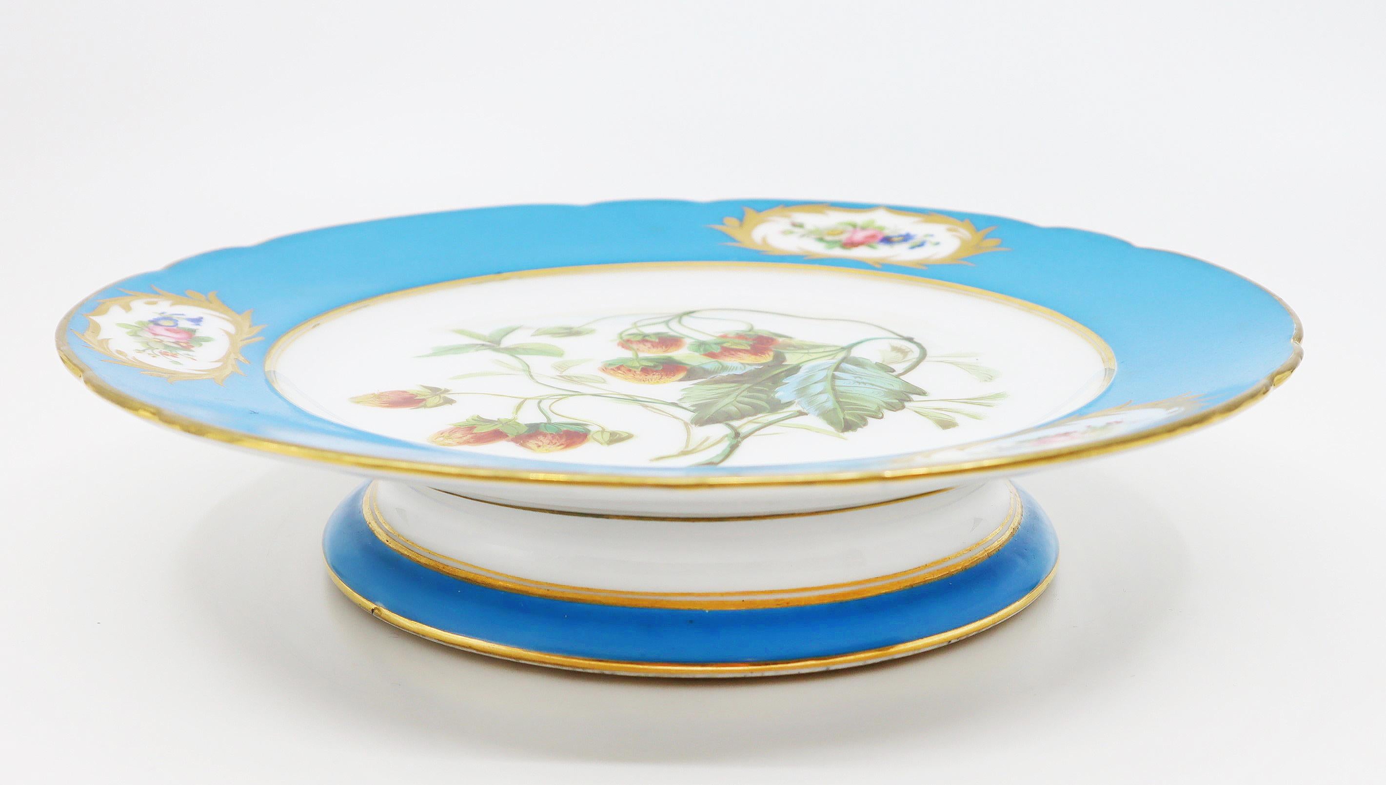 French Paris 19th Century, Set of 12 Sèvres Style Dessert Plates, porcelain