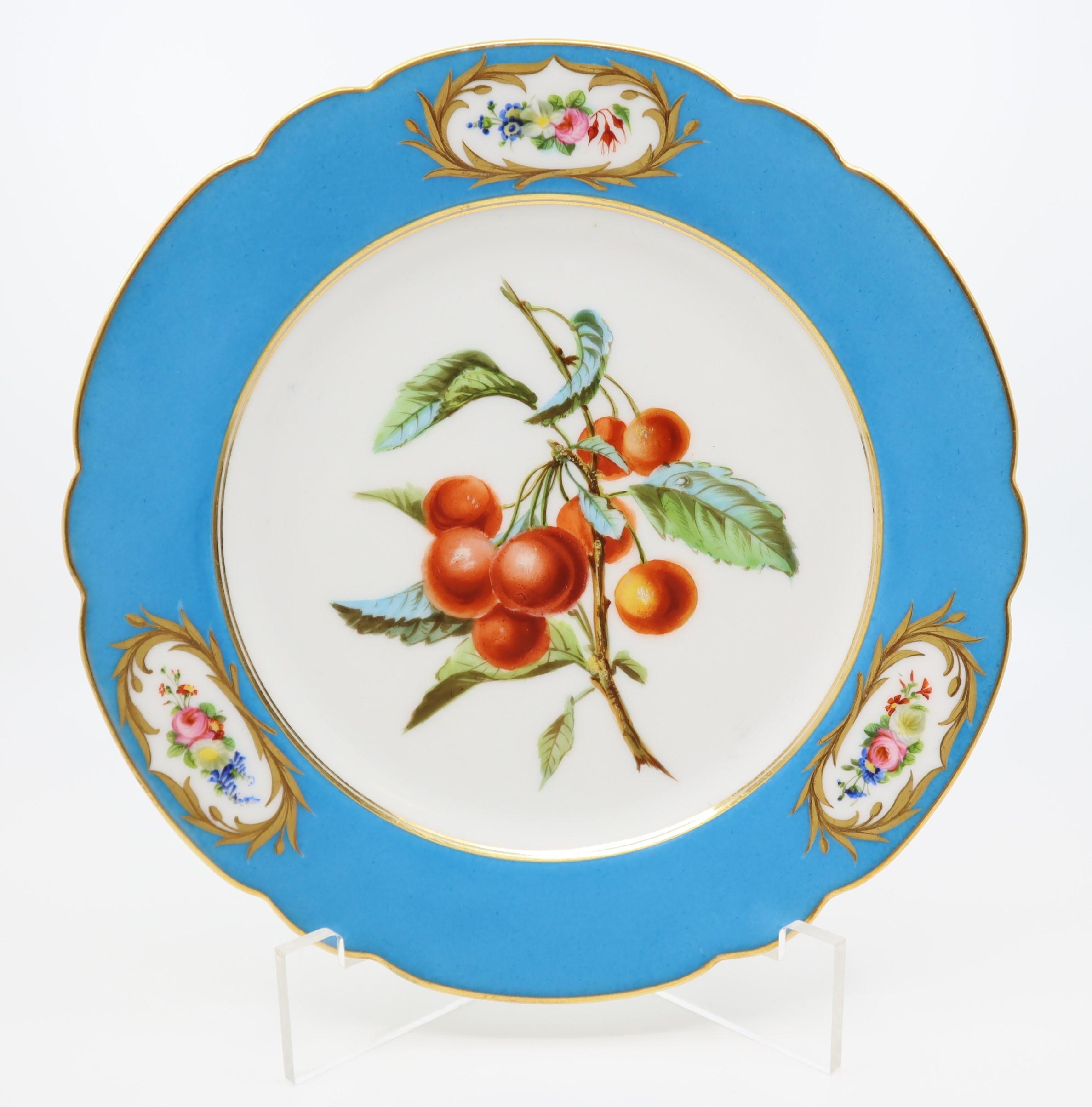 Paris 19th Century, Set of 12 Sèvres Style Dessert Plates, porcelain 2