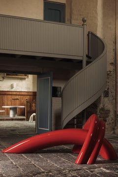 Paris 2024 Special Edition Big Bench in Red Lacquered Wood by Kimy Gringoire