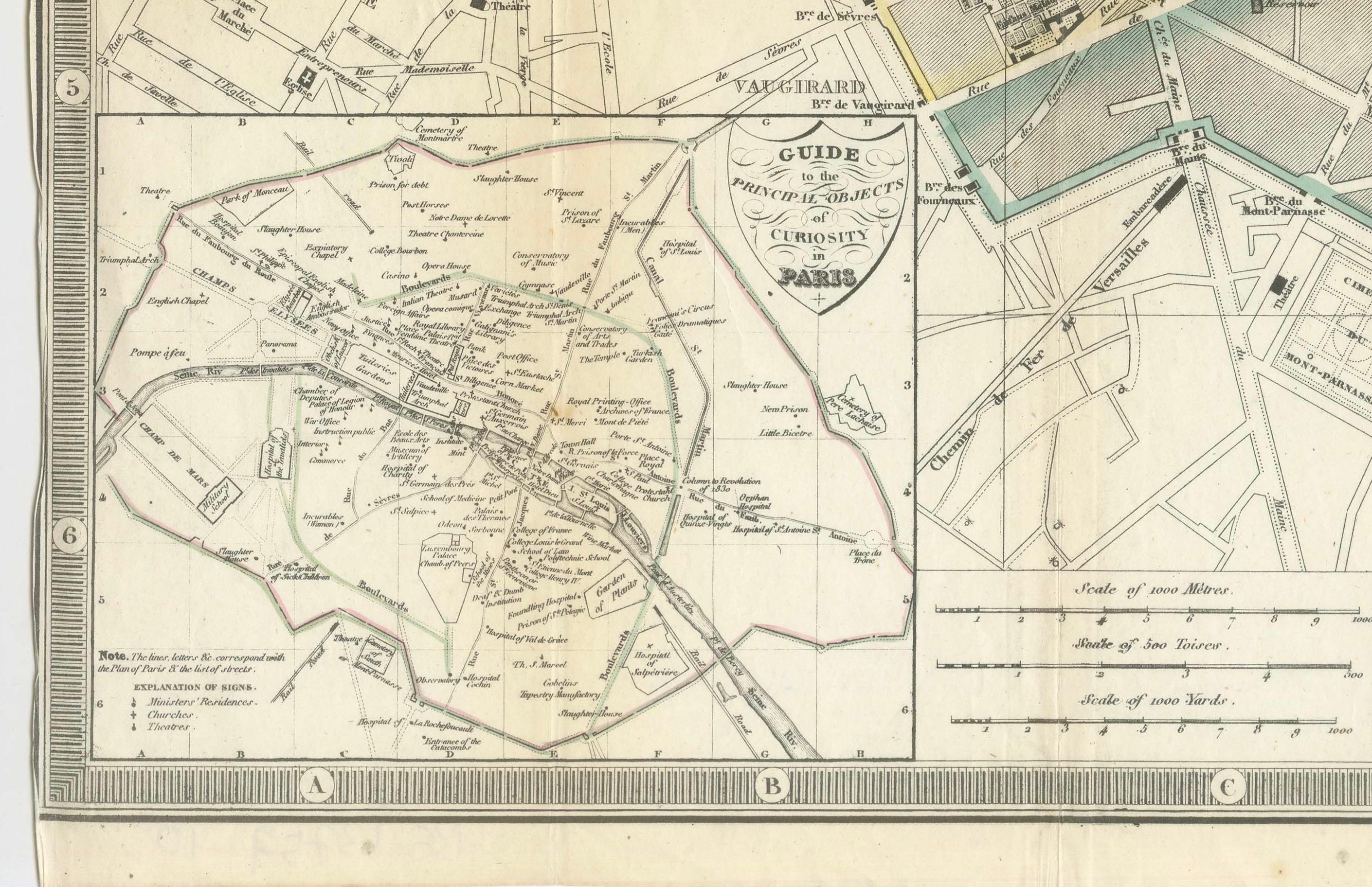 Paris und Umgebung - Antike Karte von Gall und Inglis, veröffentlicht 1843 im Zustand „Relativ gut“ im Angebot in Langweer, NL