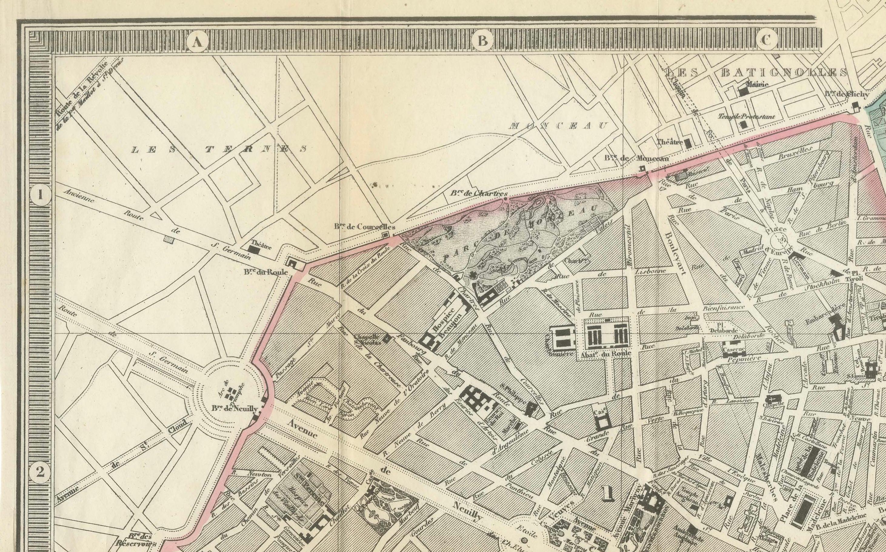 Paris und Umgebung - Antike Karte von Gall und Inglis, veröffentlicht 1843 (19. Jahrhundert) im Angebot