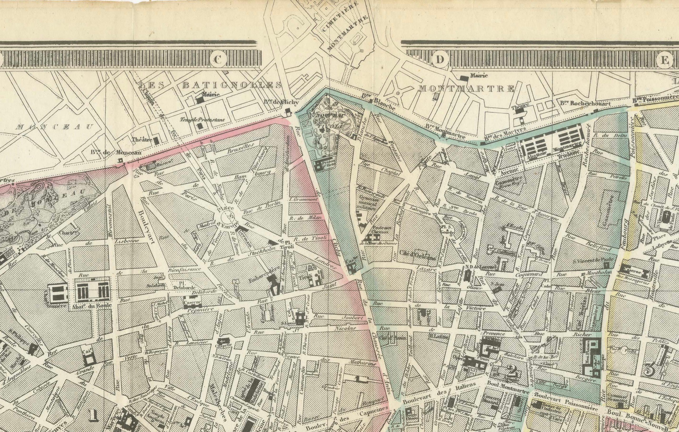 Paris und Umgebung - Antike Karte von Gall und Inglis, veröffentlicht 1843 (Papier) im Angebot