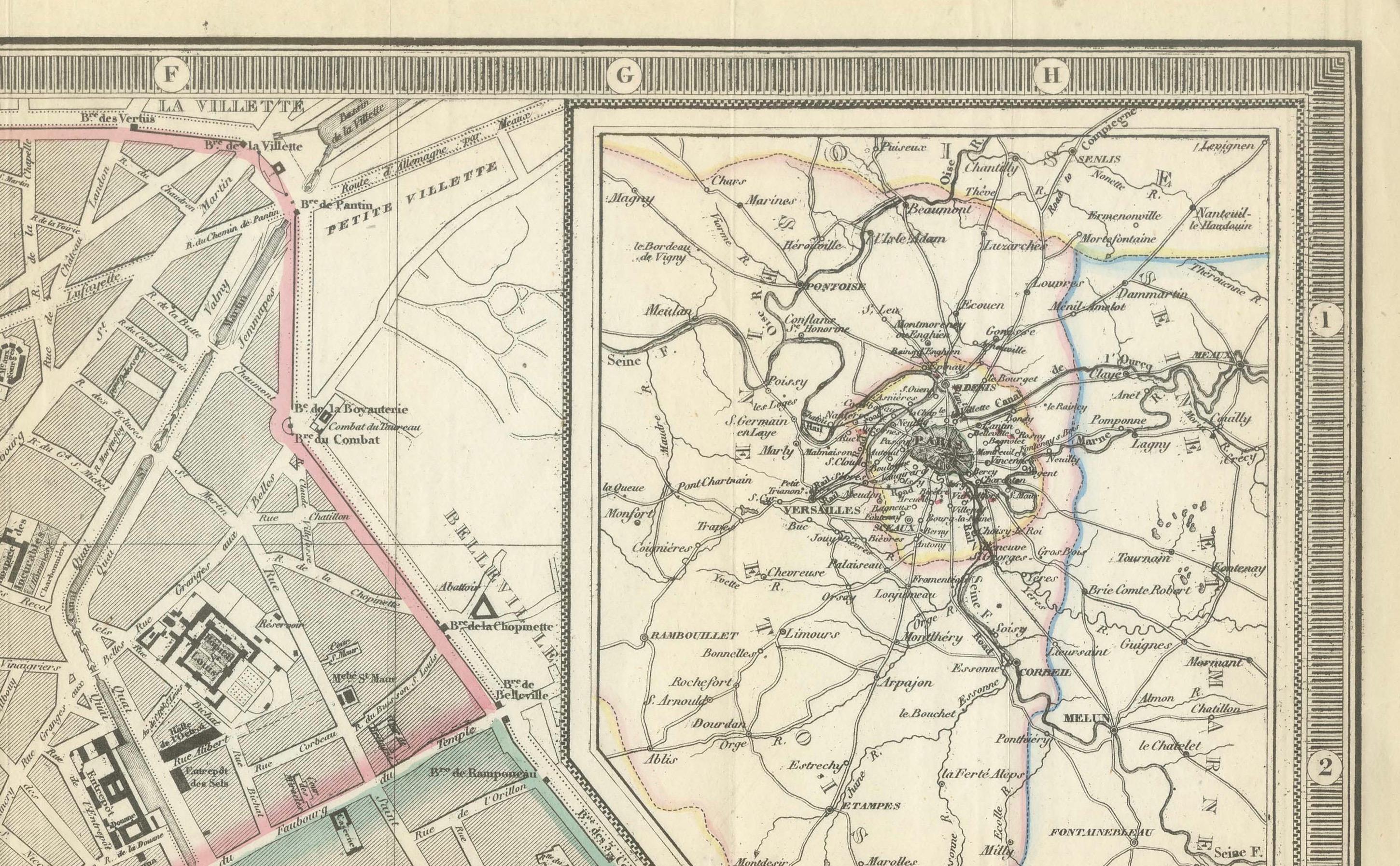 Paris und Umgebung - Antike Karte von Gall und Inglis, veröffentlicht 1843 im Angebot 1