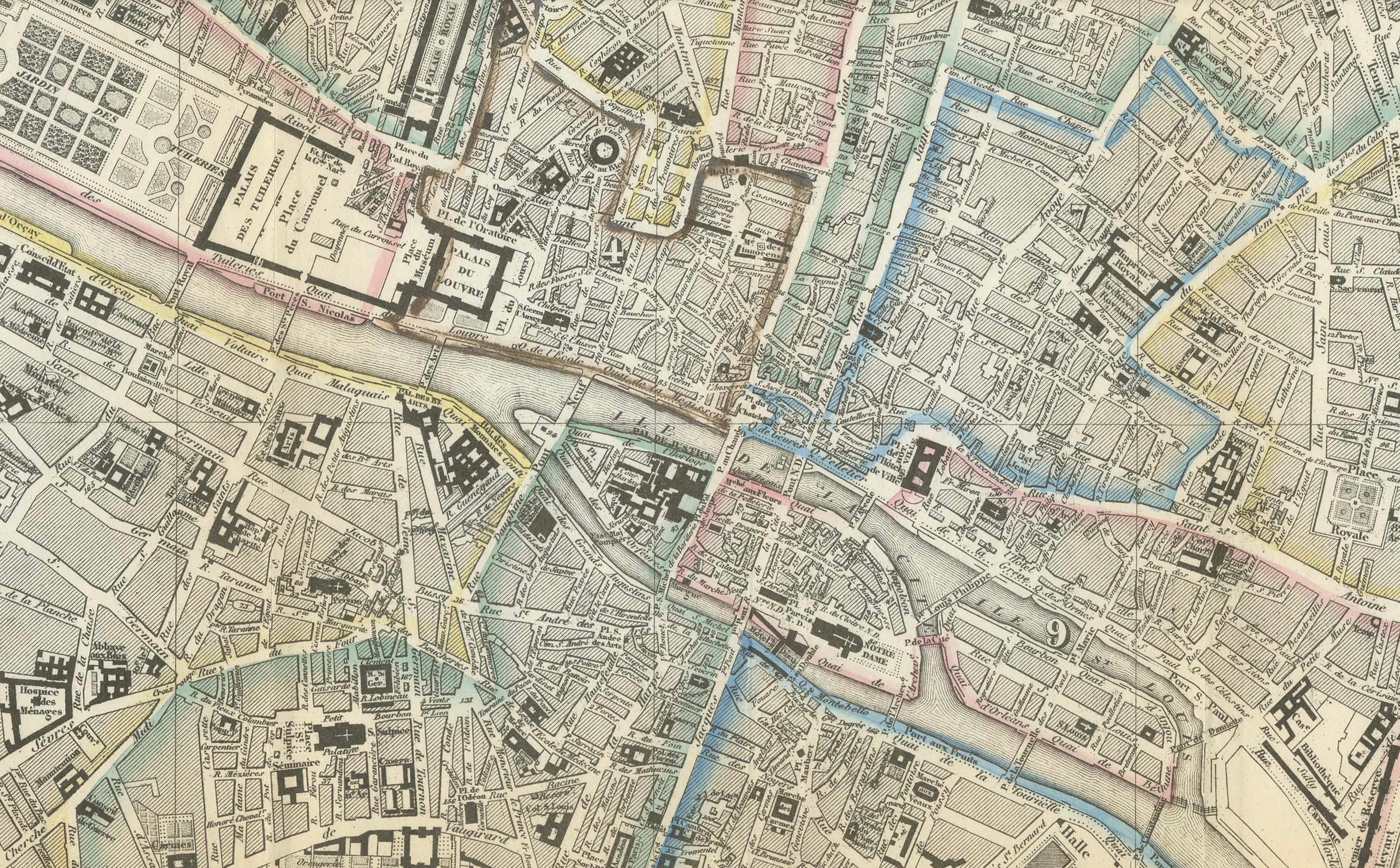 Paris und Umgebung - Antike Karte von Gall und Inglis, veröffentlicht 1843 im Angebot 3