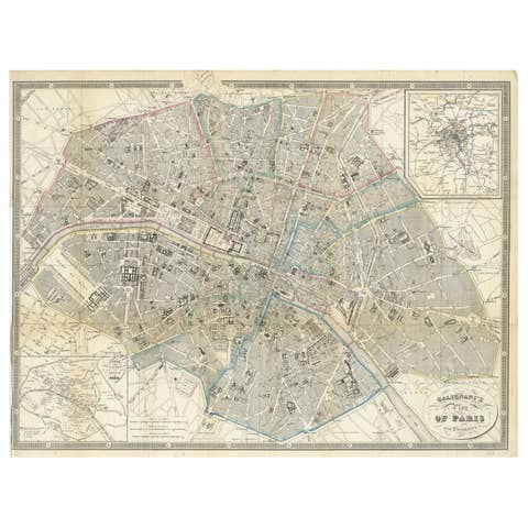 Paris and Surroundings – Antique Map by Gall and Inglis, Published 1843