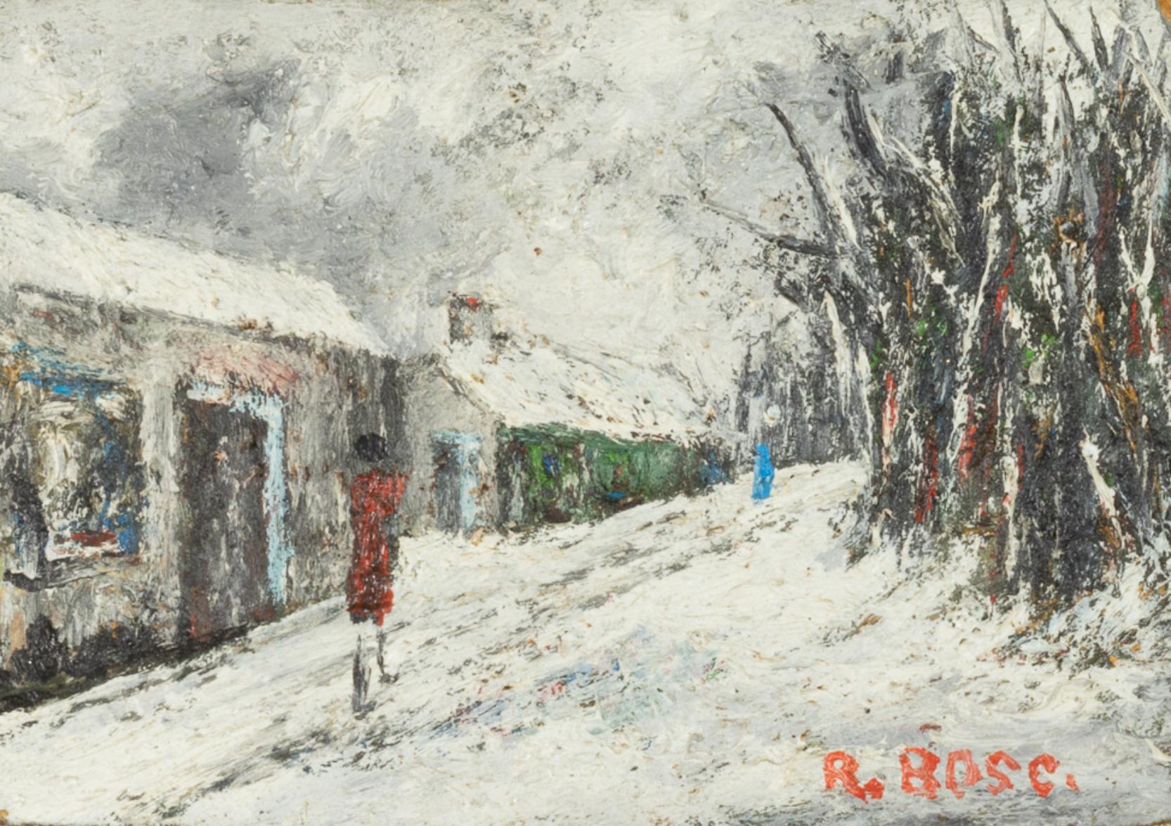 French Paris Bologne Park Painting by R Bosc, 20th Century , Post-Impressionism  For Sale