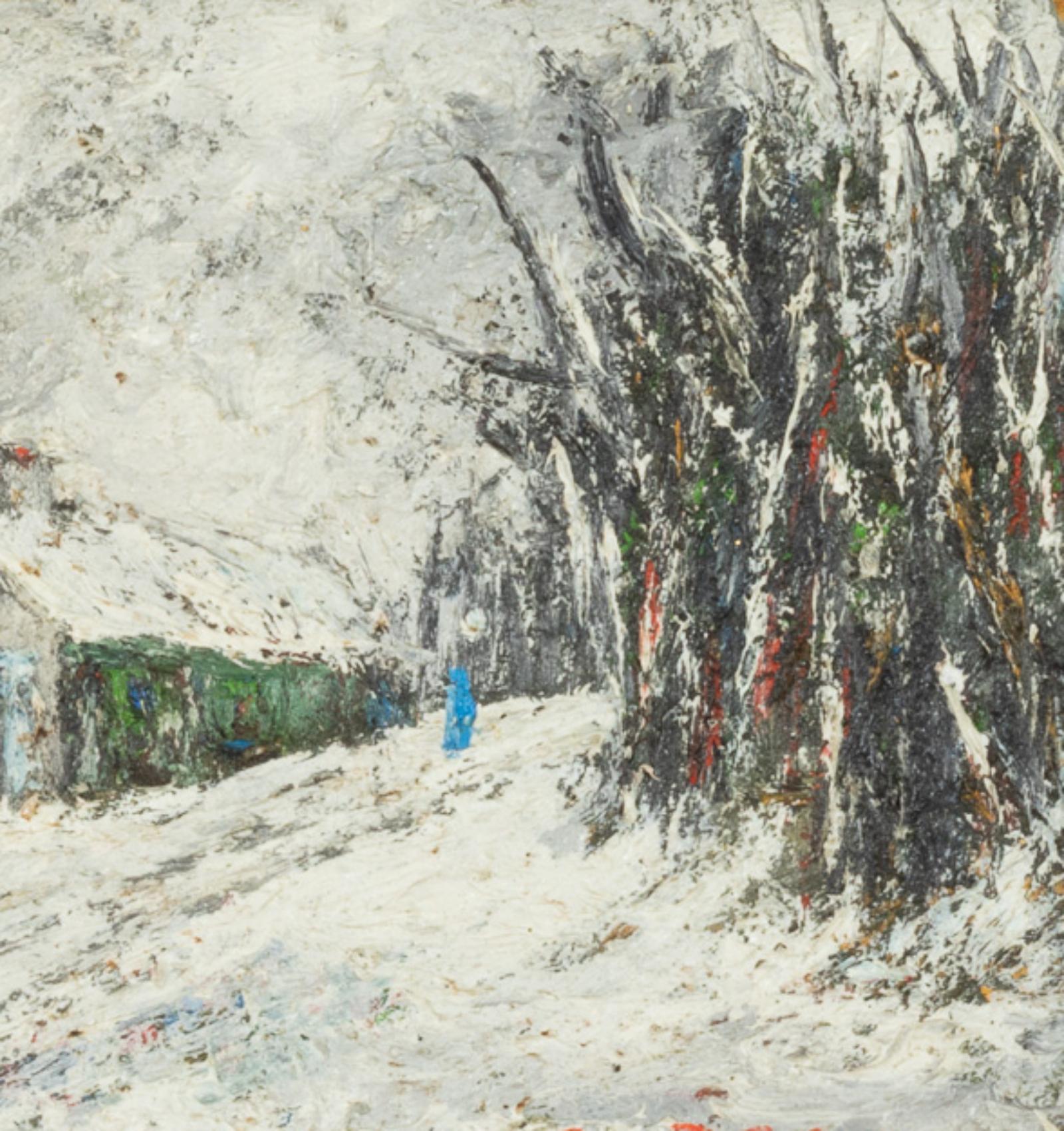Paris Bologne Park Painting by R Bosc, 20th Century , Post-Impressionism  For Sale 1