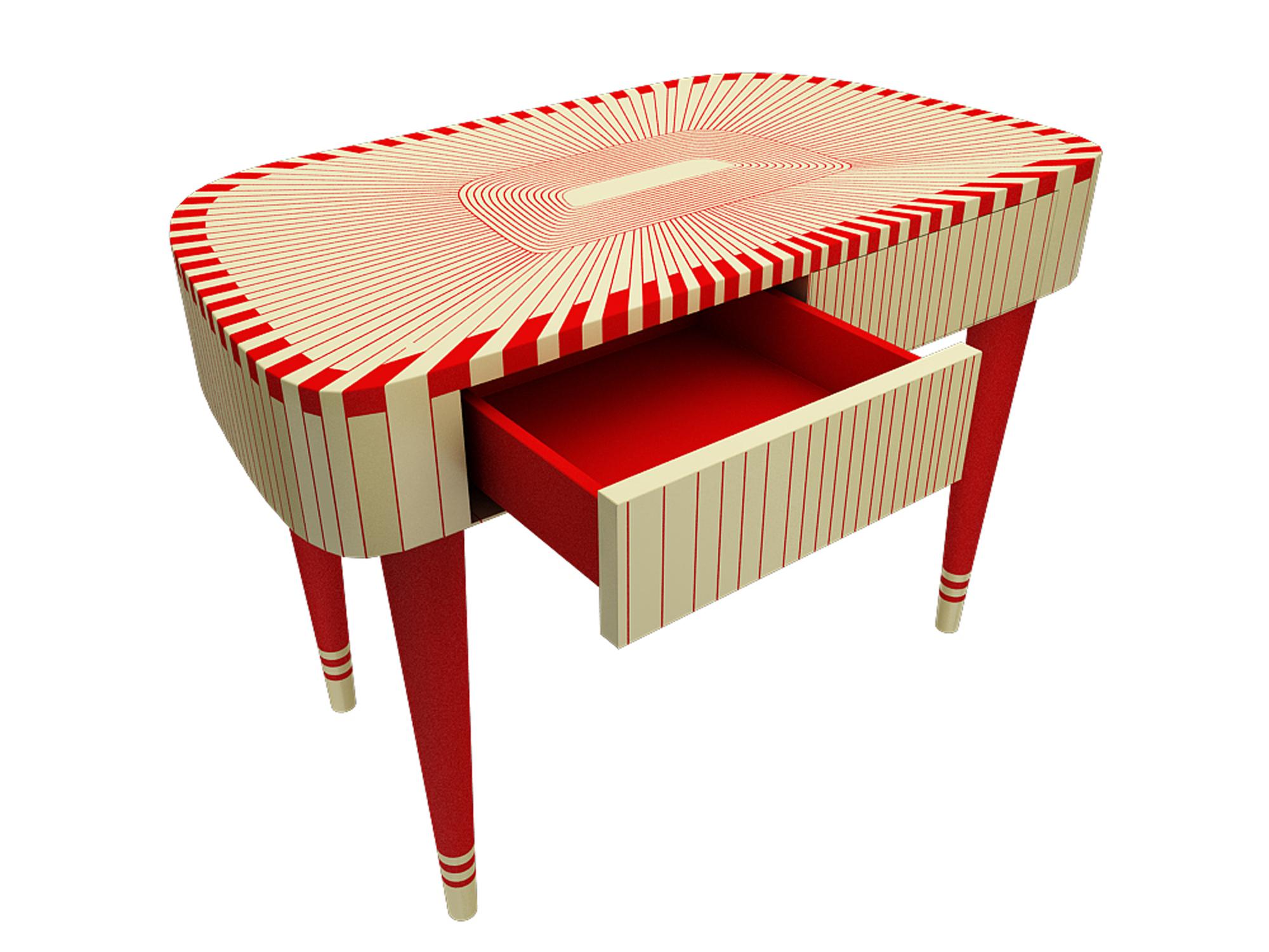 Moderne Paris Bureau Table d'écriture bureau d'étude rouge et blanc par Matteo Cibic en vente