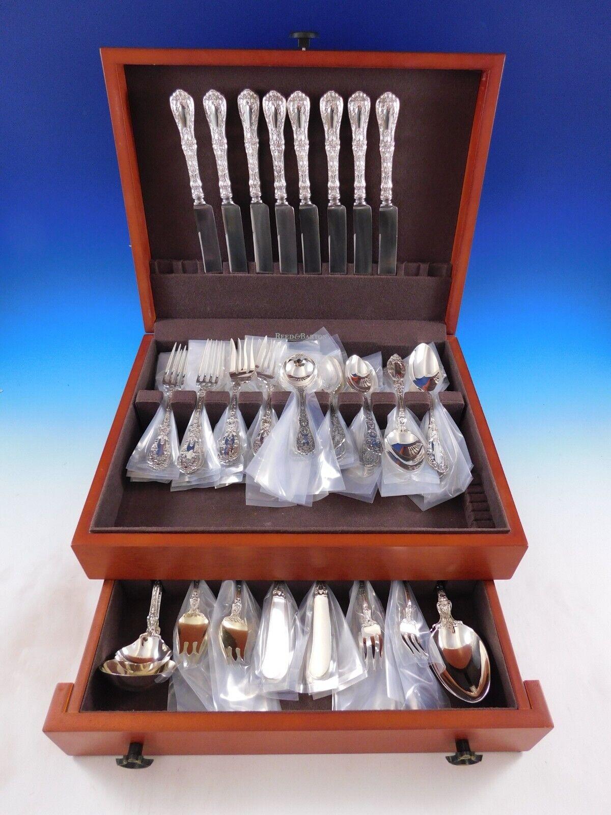 Gorgeous Paris by Gorham Sterling Silver flatware set, 76 pieces. Paris is an Art Nouveau style multi-motif pattern with two full figure cherubs facing each other with a floral arrangement between them. This set includes:

8 Dinner Knives, 9 7/8