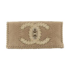 Paris-Byzance Fold Over Clutch Python Embossed Suede