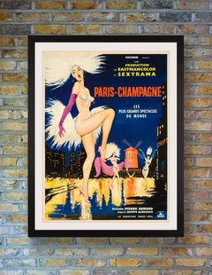 "París-Champán" Cartel Original Vintage de Película Francesa, 1964