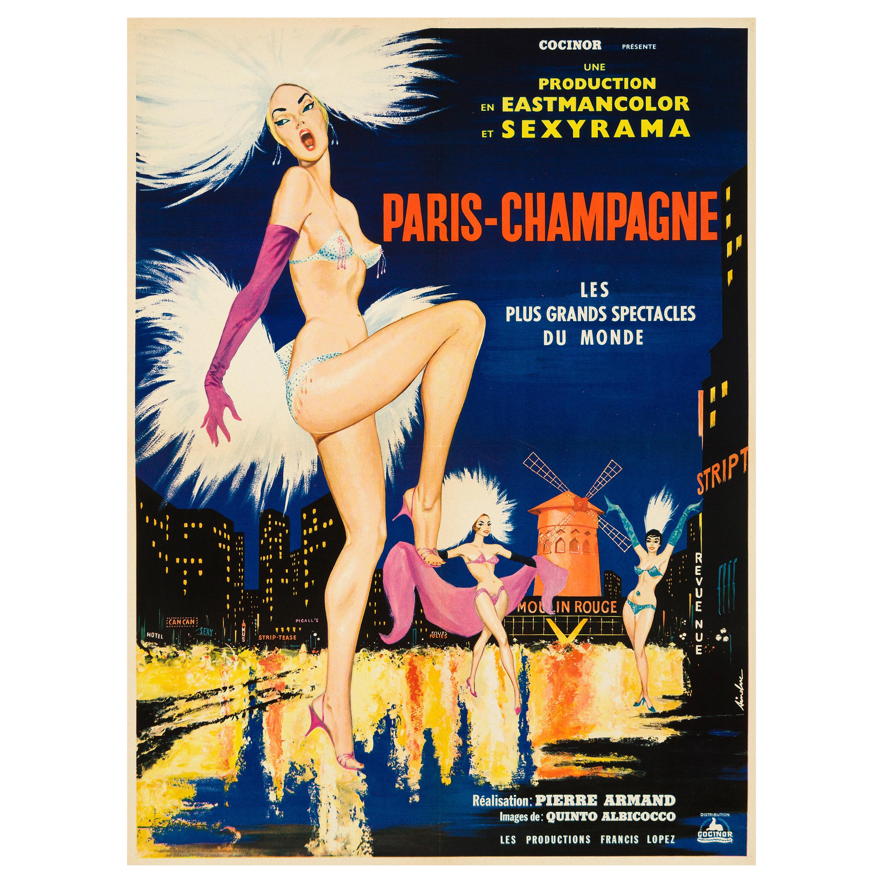 "Paris-Champagne" Original Vintage Movie Poster, French, 1964