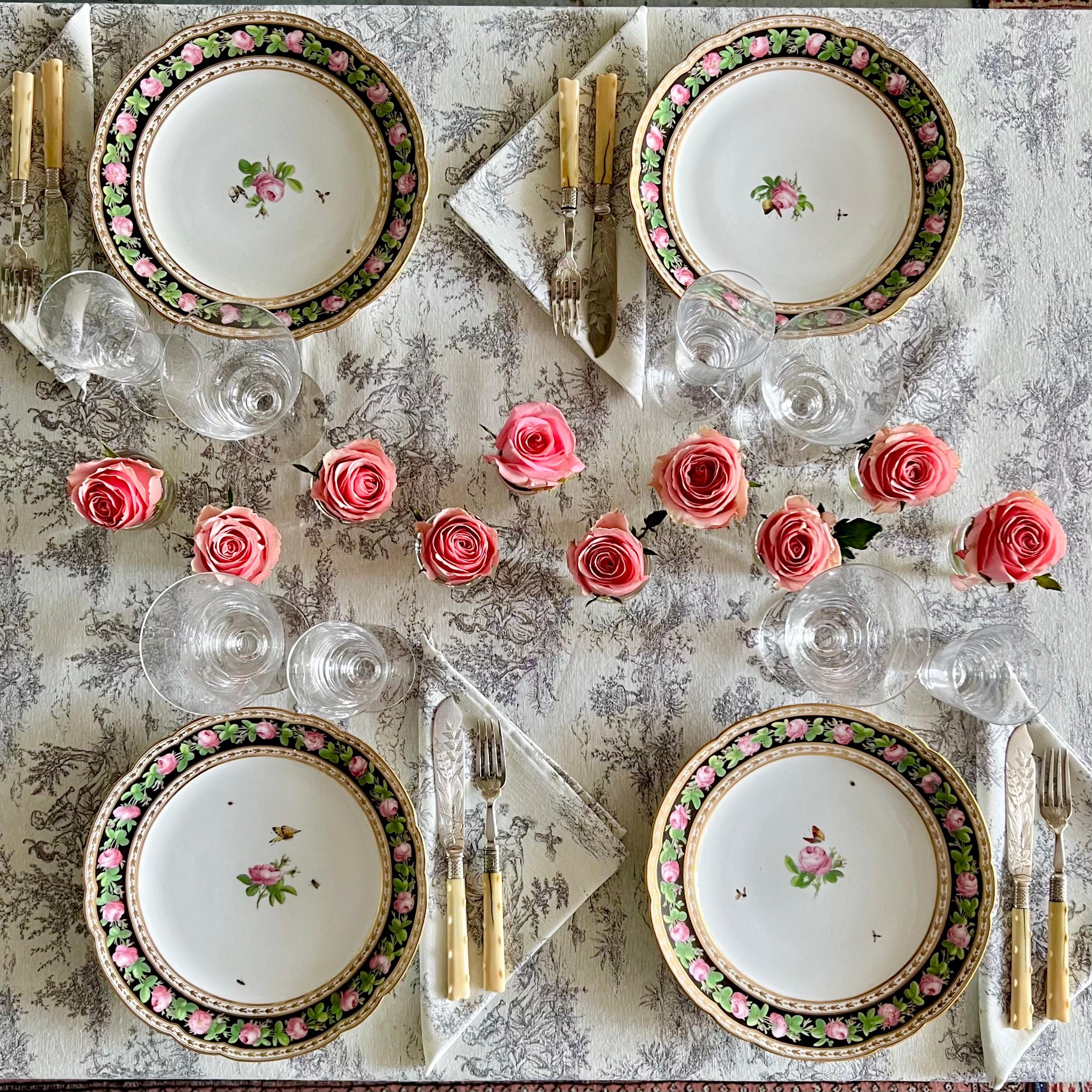 This is a stunning large plate by the Clignancourt factory in Paris, probably made between 1780 and 1790.

We also have a set of 4 of these plates available, please see separate listing.

The Clignancourt factory was opened by the French architect