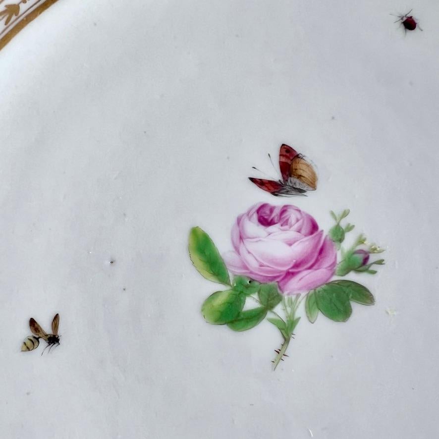 Pariser Clignancourt-Set aus 4 Tellern, schwarze, rosa Rosen, Schmetterlinge, 1780-1790 im Angebot 6