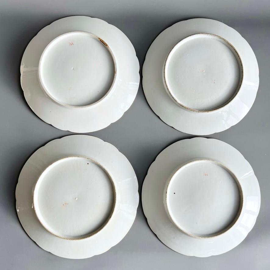 Pariser Clignancourt-Set aus 4 Tellern, schwarze, rosa Rosen, Schmetterlinge, 1780-1790 im Angebot 9