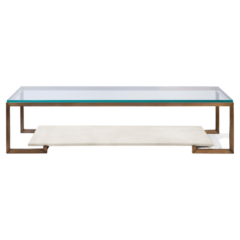 Paris Cocktail Table in Metal, Stone and Glass For Sale