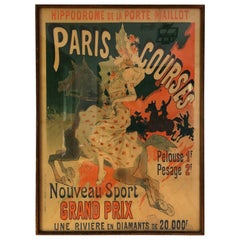 "Cursos de París" Cartel litografía en color de Jules Chéret, 1890
