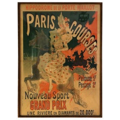 Affiche de lithographie en couleur « Paris Courses » de Jules Chéret, 1890