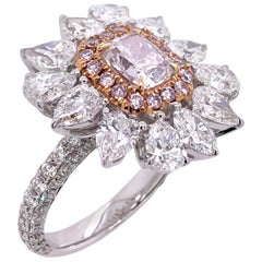Paris Craft House 1.00 Carat GIA Pink Diamond Ring in 18 Karat White Gold