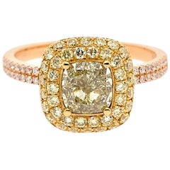 Paris Craft House 1.01 Carat Yellow Diamond Ring in 18 Karat Rose Gold