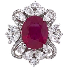 Paris Craft House 11.19 Carat GRS Ruby Diamond Ring/Pendant in 18 Karat Gold